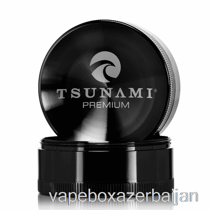 Vape Smoke Tsunami 2.4inch 4-Piece Sunken Top Grinder Black (63mm)